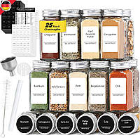 Набір баночок для спецій Baseola 25 шт 120 мл з металевими кришками та 512 наліпками