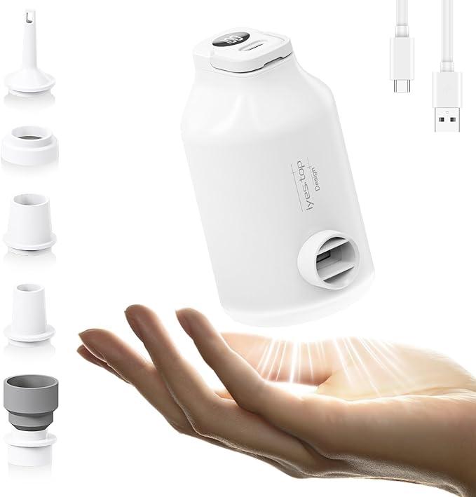 Iyes.top - Електричний портативний повітряний насос з батареєю для надувних виробів, 5 насадок і ліхтар для кемпінгу, фото 1