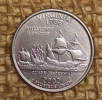 1/4 долара (квотер) 2000 року. (Р). "Штат Вiрджинiяi".  США
