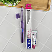 Набір Vitis GINGIVAL: зубна щітка фіолетова (м’яка) + зубна паста Vitis GINGIVAL 15 мл