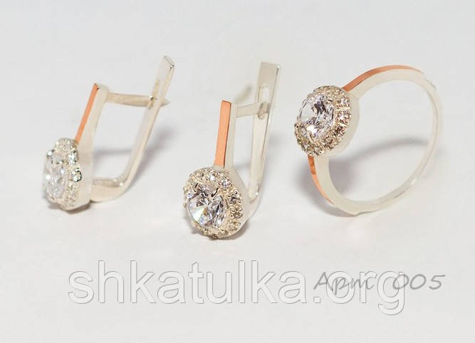 Серебряное кольцо с золотом и цирконом - фото 2 - id-p492327644
