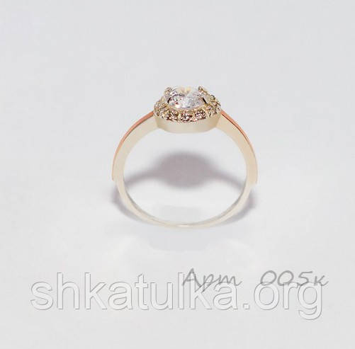 Серебряное кольцо с золотом и цирконом - фото 1 - id-p492327644