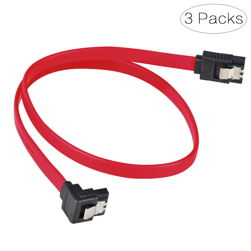 Комплект кабелів Atcom Sata + Sata 3.0 кутовий під 90 г із застібками, чорні довжина 0,5 метра, фото 1