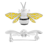 Срібна брошка ortex з ємаллю, фіанітами (2198123)