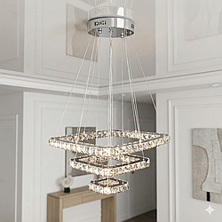 Кришталева Лід люстра на три квадрати Linisoln 70W до 16 м² колір Хром 7262/400+280+160S HR