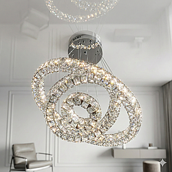 Led люстра кришталь підвісна Linisoln 70W до 20 м² колір Хром 8282/60+40+20 HR