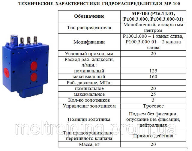 Гидрораспределитель МР-100 (левый, правый)