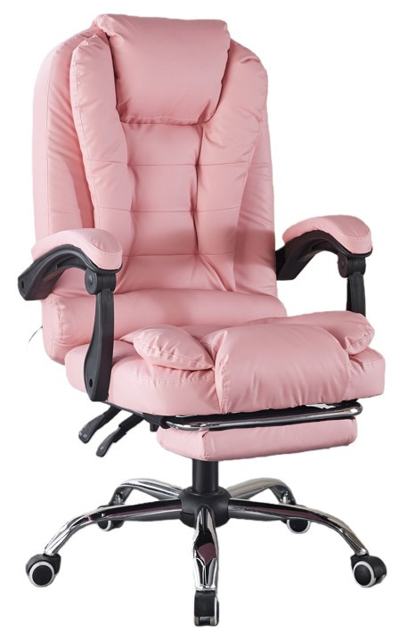 Офісне крісло з масажем Bonro PRO-LT6071 | Рожеве | Підставка для ніг
