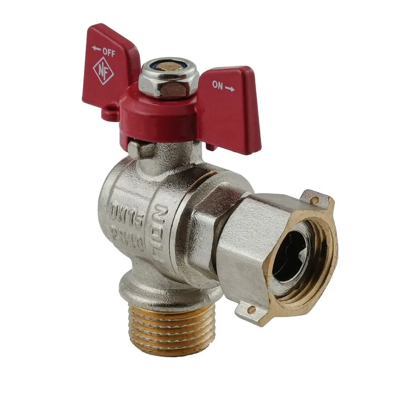 Кран кульовий Nolf classic NFC.841-06-1/2"FM ГШМ з накидною гайкою кутовий, ручка "метелик" червона (NF3158), фото 1