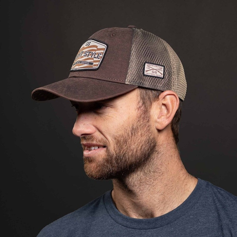 Кепка Grunt Style Old Glory Patch Hat Brown Wash, фото 1
