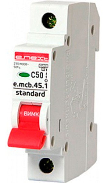 Автоматичний вимикач 1П 50А С  E. NEXT e.mcb.stand.45.1.C50 s002013