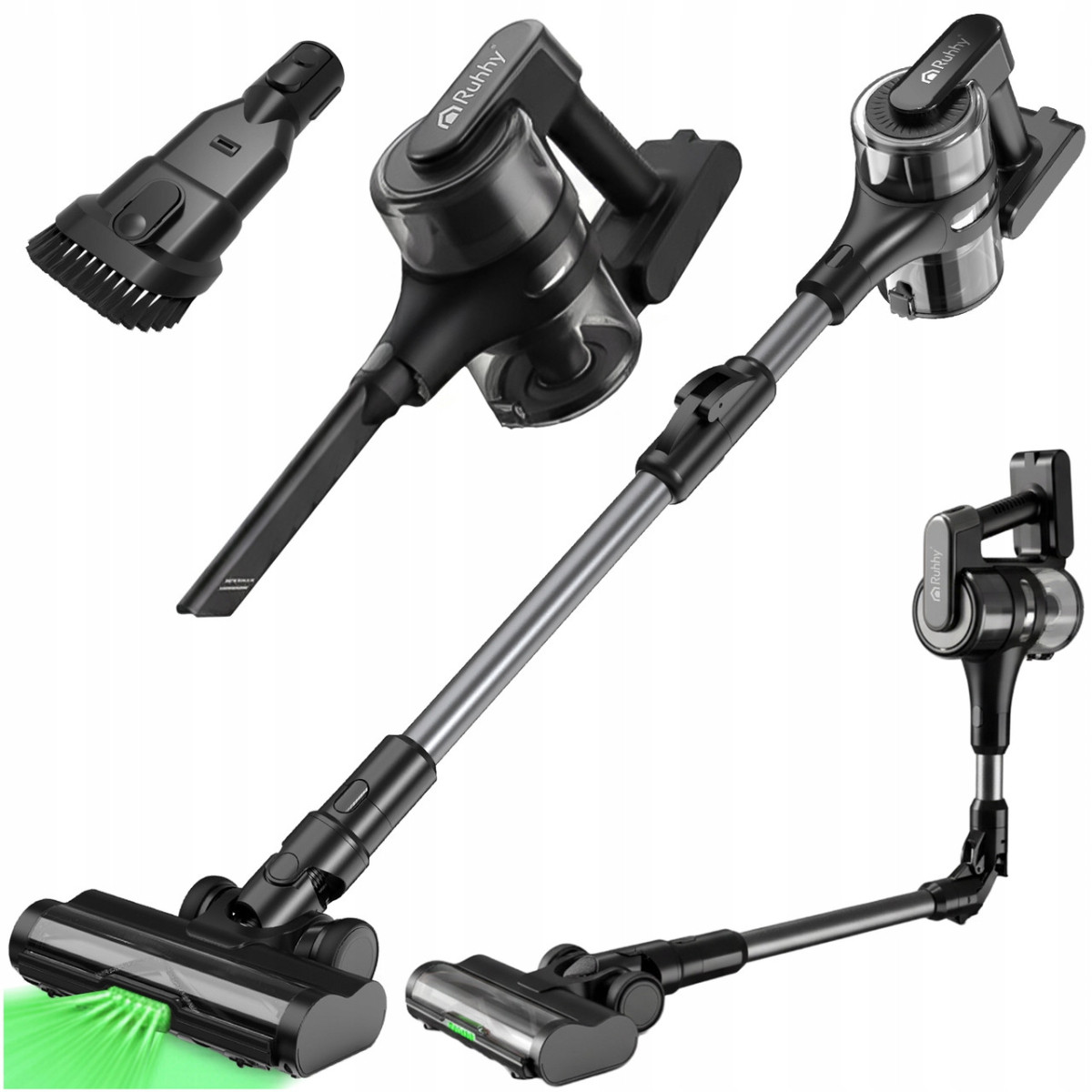 Бездротовий вертикальний пилосос Ruhhy LunPro 400 Вт, 35 кПа, до 52 хв роботи, LED, HEPA, складана труба