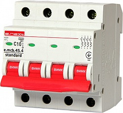 Автоматичний вимикач 4П 10А С  E. NEXT e.mcb.stand.45.4.C10 s002046