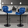Барний стілець зі спинкою Bonro B-087 велюр синє з чорною основою для кухні, бару, салону, ресторану, фото 9