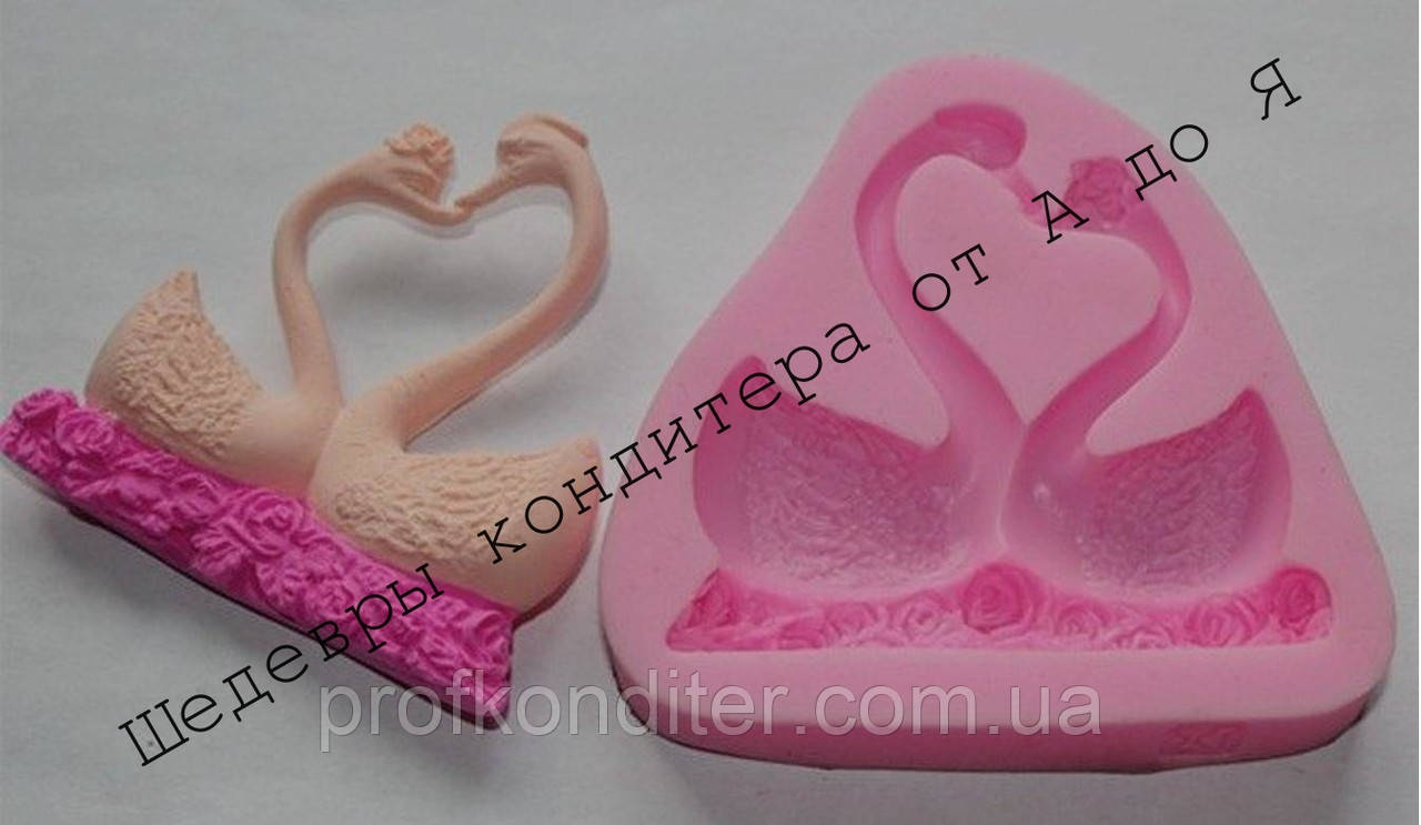 Силіконовий молд "Пара лебедів", фото 1