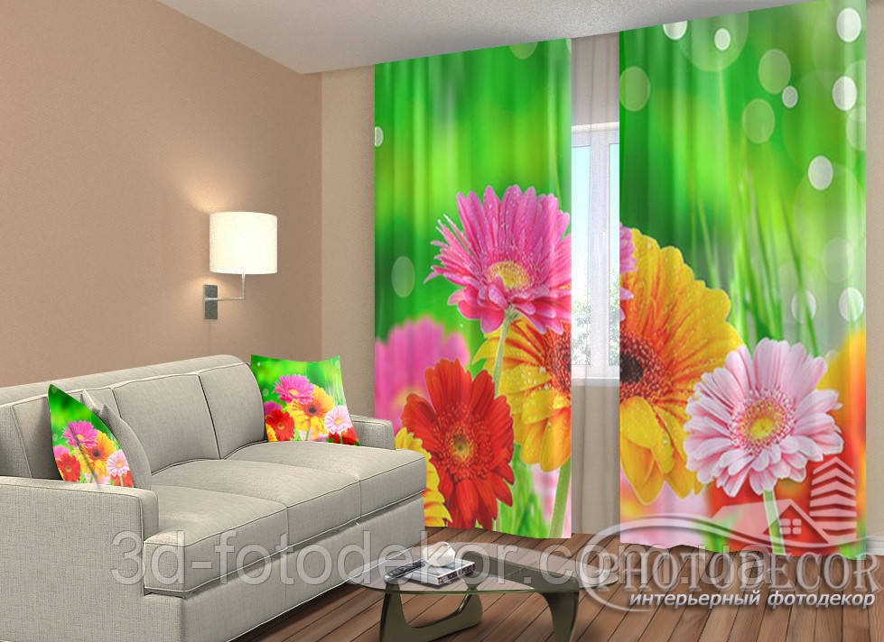 Фото Штори "Красиві гербери" - будь-який розмір. Читаемо опис!, фото 1