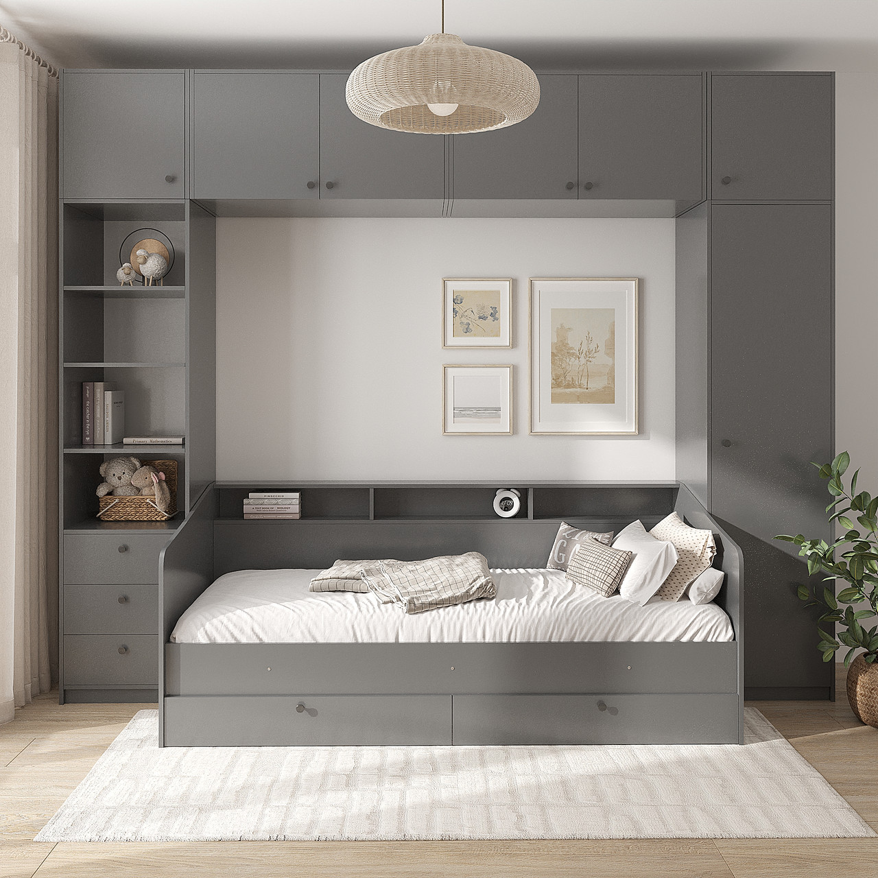 Модульна стінка з ліжком 200х90 Антрацит, фото 1