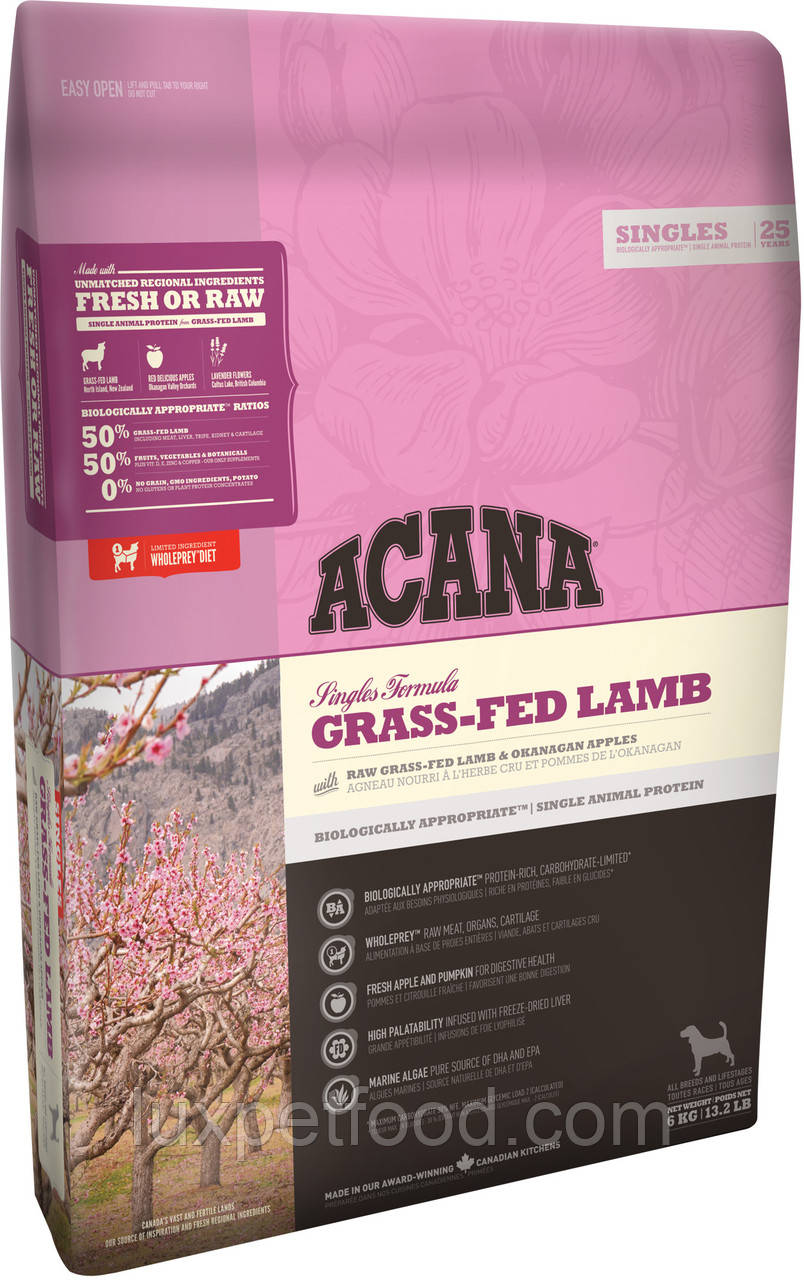 Acana GRASS-FED LAMB - гіпоалергенний сухий корм для собак на всіх стадіях життя 17 кг