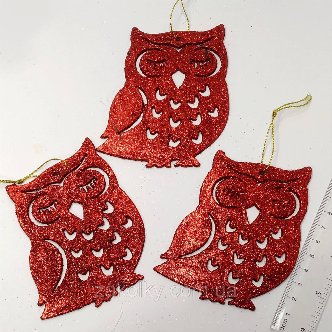 Набір іграшок на ялинку "Сова".3шт