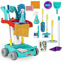Дитячий набір для прибирання 667-33-35, візок, щітки, відро, совок