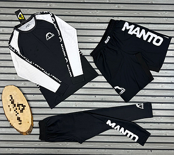 Manto комплект для тренувань футболка з довгим рукавом, шорти та лосини, фото 3