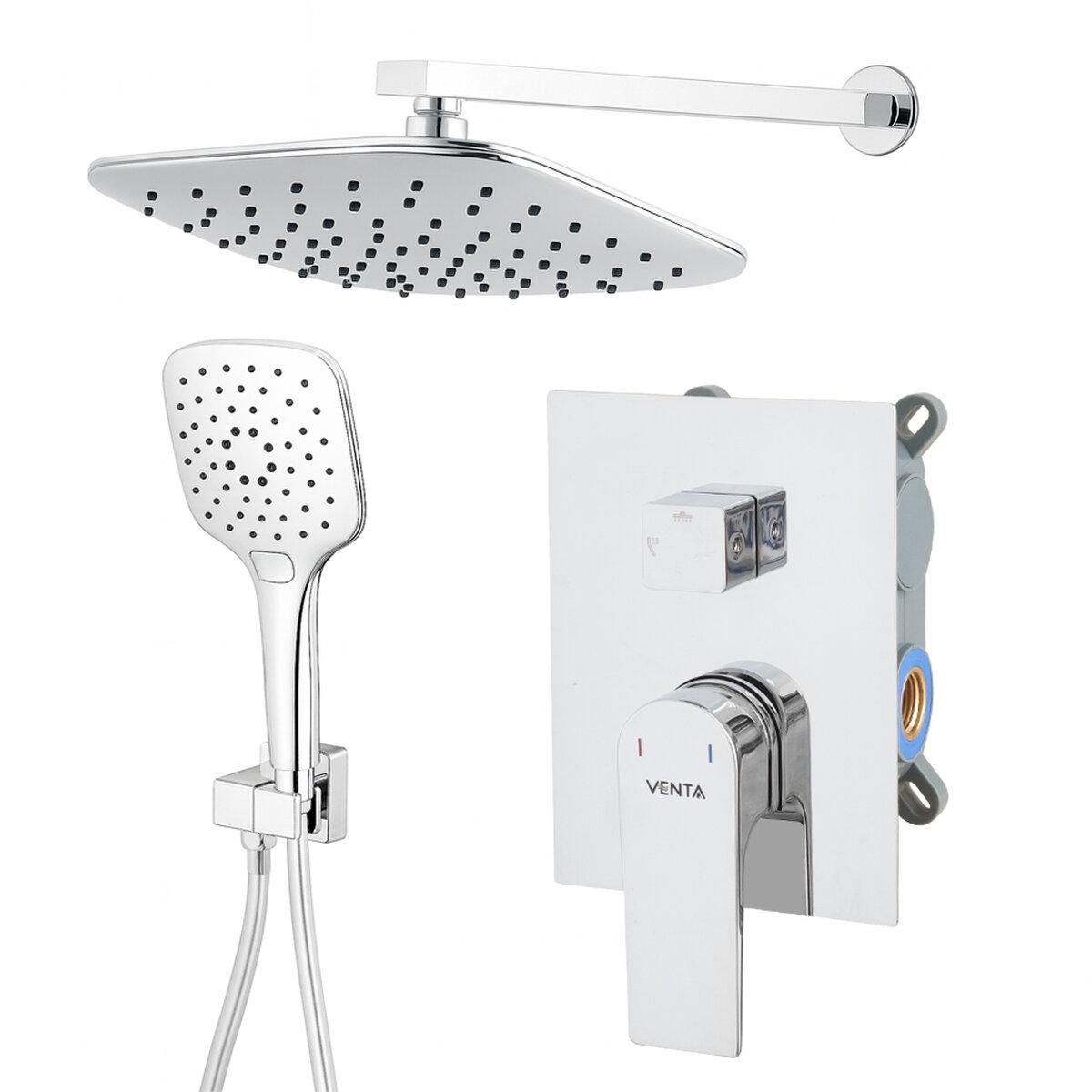 Душова система без змішувача прихованого монтажу VENTA (Латунь) BME637SC, хром на два споживачі, фото 1
