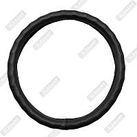 Чохол на кермо  екошкіра "L" (39-40см) чорний Elegant 105816 гладкий+масажер/біла основа/1шов(8,5см)