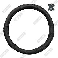 Чохол на кермо шкіра "L" (39-40см) чорний Elegant 105804 перфорація/біла основа/6 швів (8,5см)