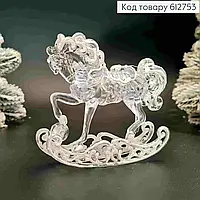 Фігурка прозора "КІНЬ на санях", з білим декором розмір 11*9см 612753