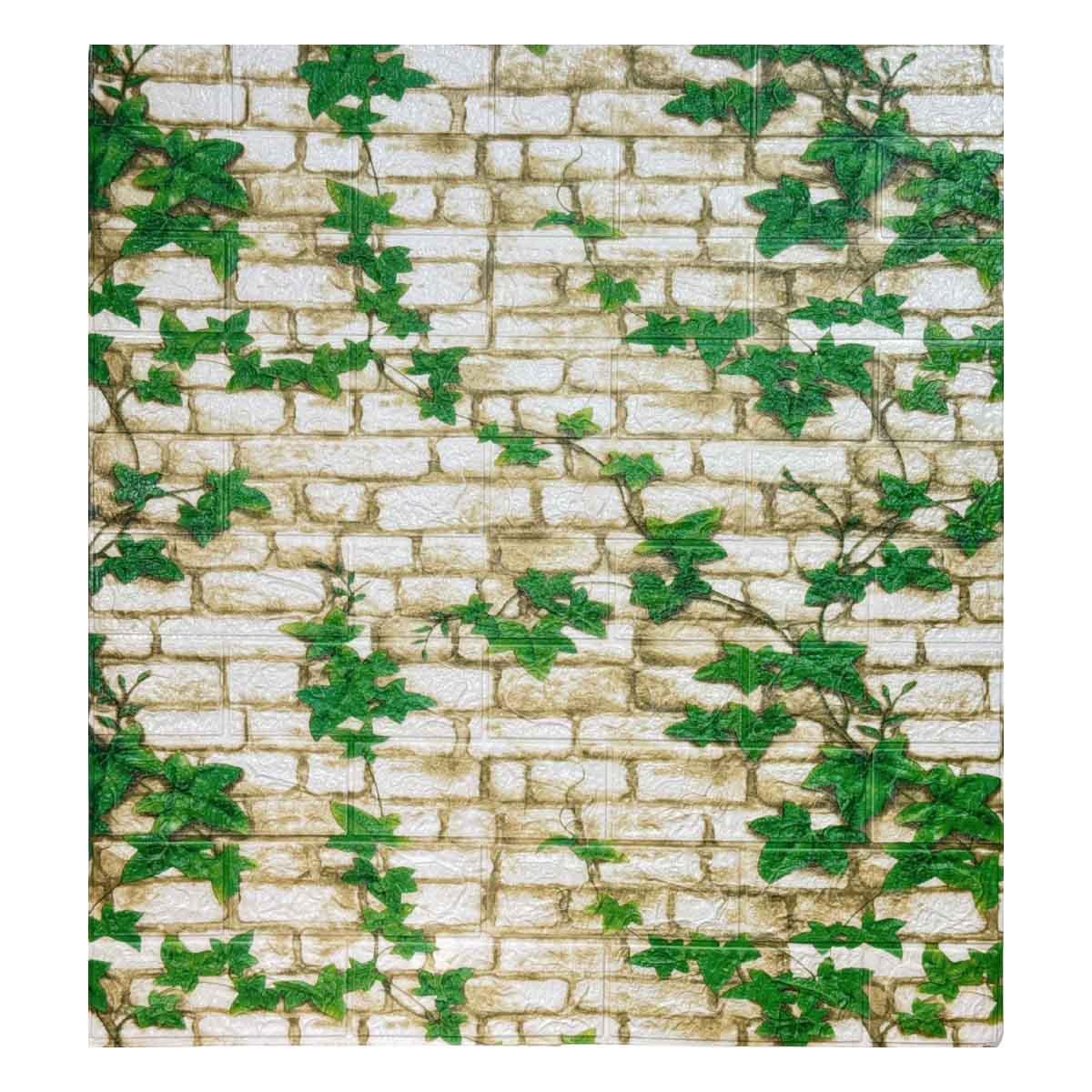 Самоклеюча декоративна 3D панель цегла плющ 700x770x3 мм, фото 1