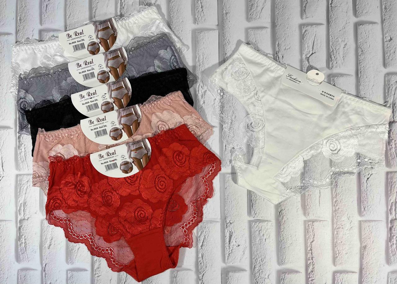 Жіночі трусики Розмір 48-52  з ажуром  95% котон