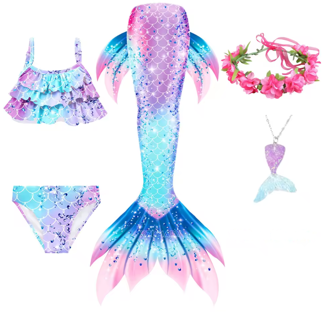 Костюм принцеси Аріель з віночком і кулоном, фото 1