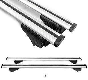 Поперечки на Suzuki SX4 хэтчбек (2006-2013) Wizzard V1 Grey.  На стандартні рейлінги. Пластиковий ключ. Сірі