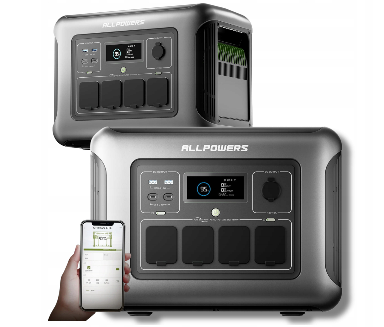 Портативна електростанція ALLPOWERS R1500 Lite, накопичувач енергії 1600 Вт 1056 Вт·год