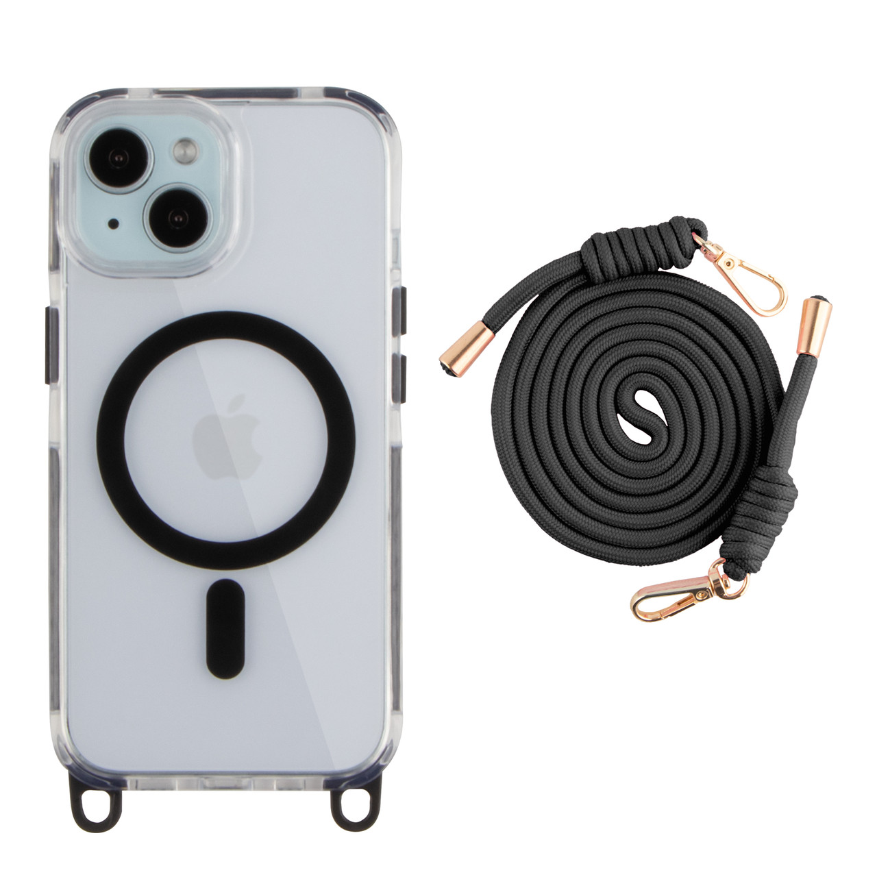 Чехол TPU+PC LanyardCase with MagSafe для iPhone 15 Black, фото 1