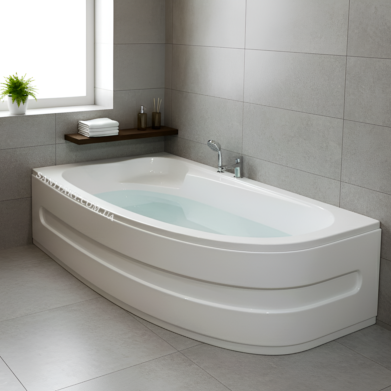 Ванна акрилова Ko&Po 4038 150х100х55 см асиметрична ліва з передньою панеллю каркасом ніжками, фото 1