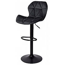 Барний стілець зі спинкою Bonro B-087 велюр чорний з чорною основою для кухні, бару, салону, ресторану, фото 4