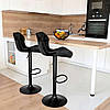 Барний стілець зі спинкою Bonro B-087 велюр чорний з чорною основою для кухні, бару, салону, ресторану, фото 10