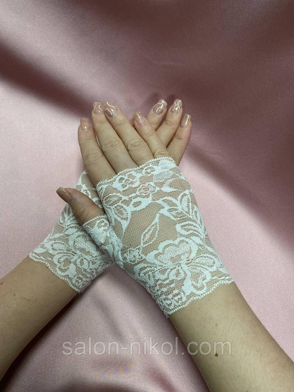 Весільні рукавички білі, фото 1