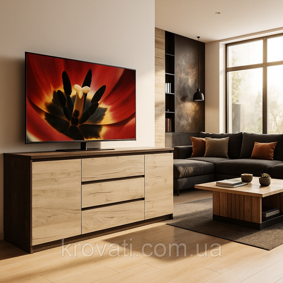 Великий комод "Брайт" 1800х376х730 h Майстер Форм. Венге магія/Дуб крафт сірий