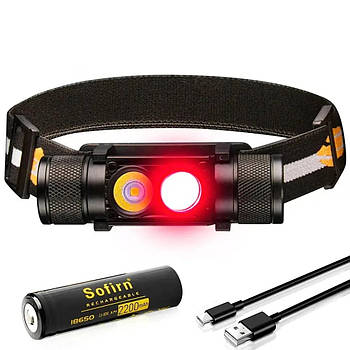 Ліхтар налобний Sofirn H25LR з червоним світлом 660лм (3000 мАг)