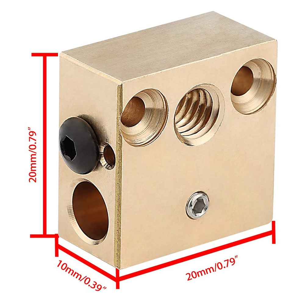 Хитблок (Heat block) для Creality Ender 5/ 5 Pro/ 5 Plus/ CR10/ CR-10-S4/ CR-10-S5/ Латунный нагревательный блок 3D-принтера