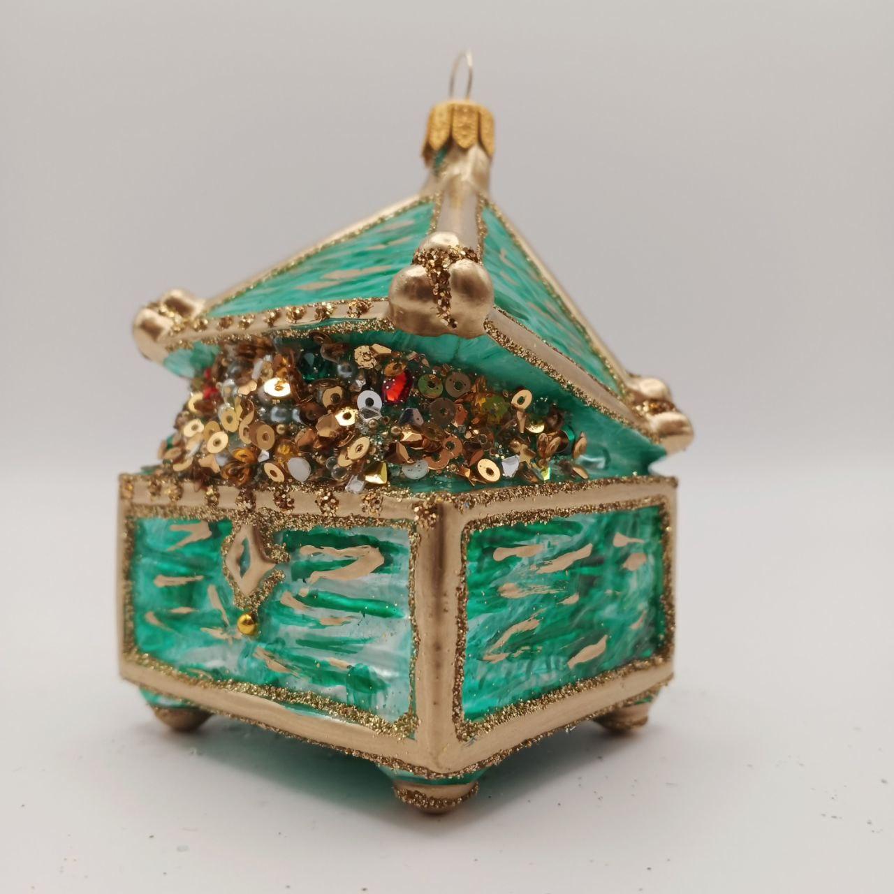 Скляна ялинкова іграшка Скриня зі Скарбами yalinka Irena