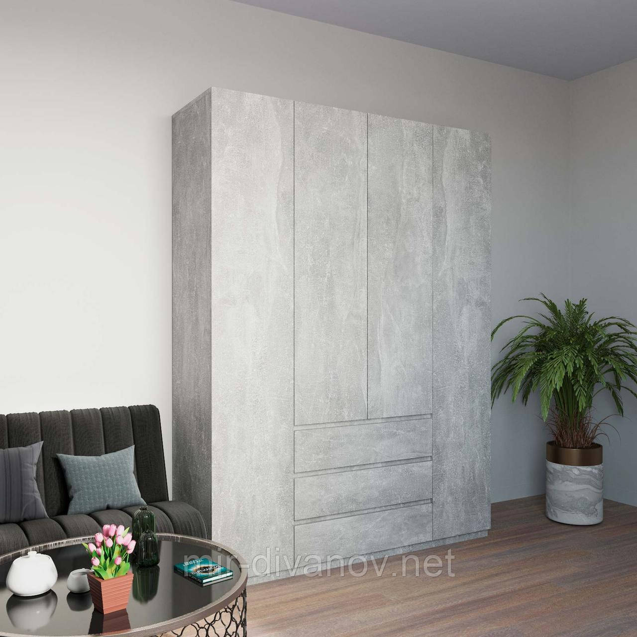 Шафа для одягу без ручок 160см Бетон, фото 1