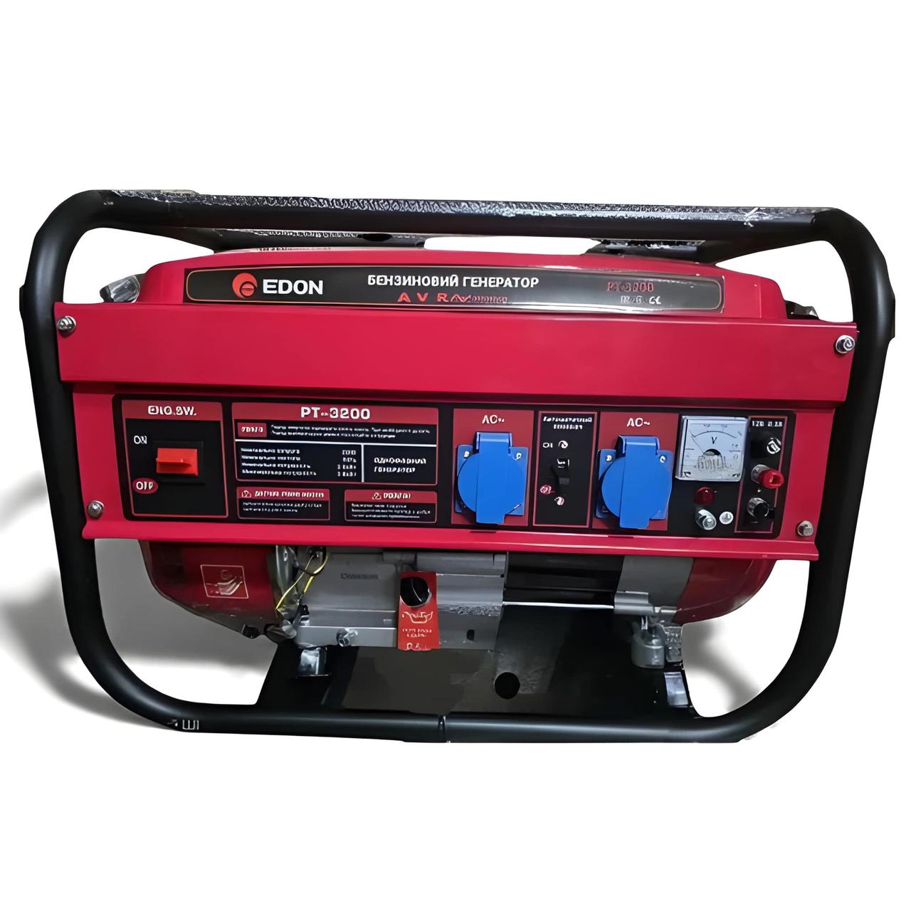 Бензиновий генератор компактний Edon PT-3200 2.5кВт 7,0 к.с надійний бензиновий 4-тактний генератор, фото 1