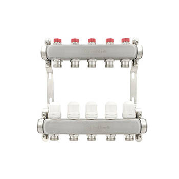 Колектор PLM 1"x3/4" 5 виходів з термоклапанами без євроконусів