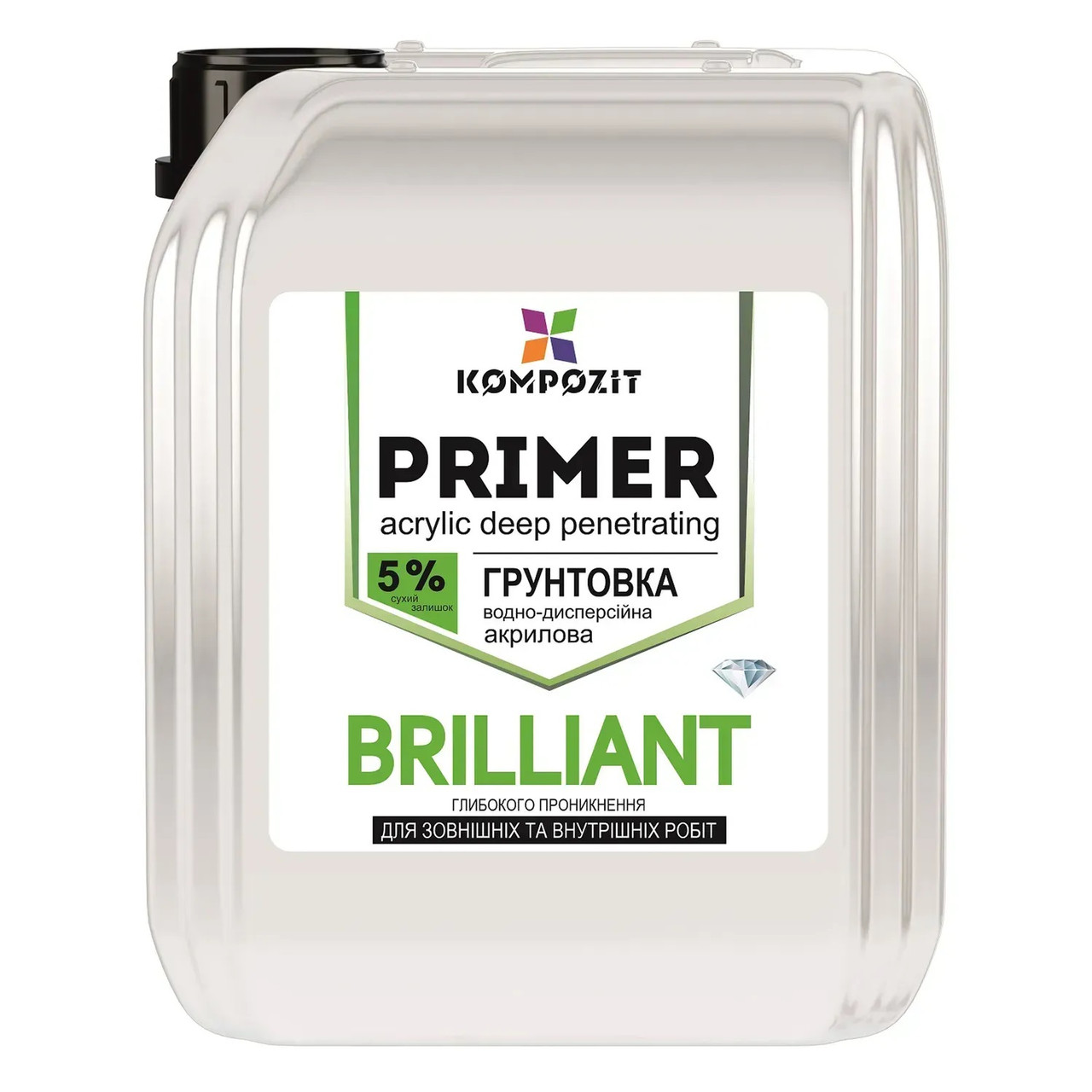 Kompozit Ґрунтовка акрилова водно-дисперсійна Brilliant, 1 л, фото 1