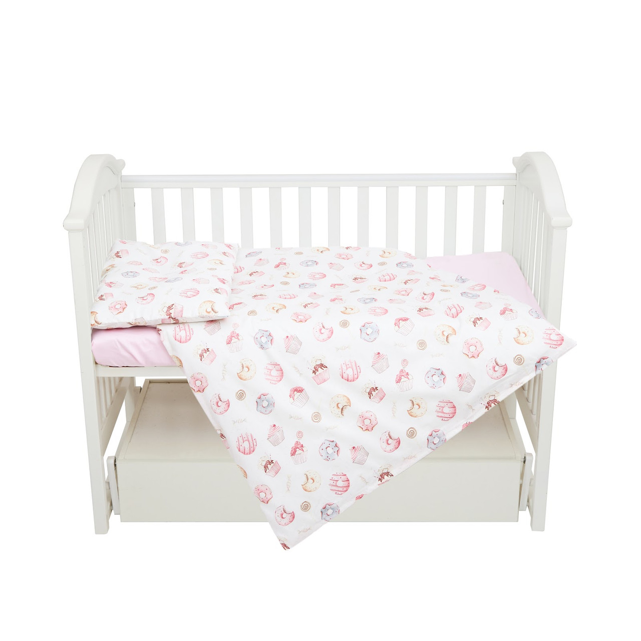 Змінна постіль на 4 елементи Twins Satin Limited, Donat & Cake, рожевий, фото 1