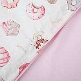 Змінна постіль на 4 елементи Twins Satin Limited, Donat & Cake, рожевий, фото 4