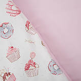 Змінна постіль на 4 елементи Twins Satin Limited, Donat & Cake, рожевий, фото 6